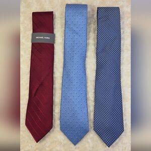 Tommy Hilfiger And Michael Kors Men's Tie Set - Red, Light Blue, and Dark Blue